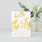 Uitnodiging voor 30e verjaardagsfeest met goud fol (Staand voorkant)