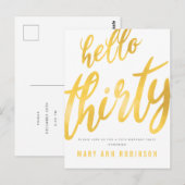 Uitnodiging voor 30e verjaardagsfeest met goud fol (Voorkant / Achterkant)