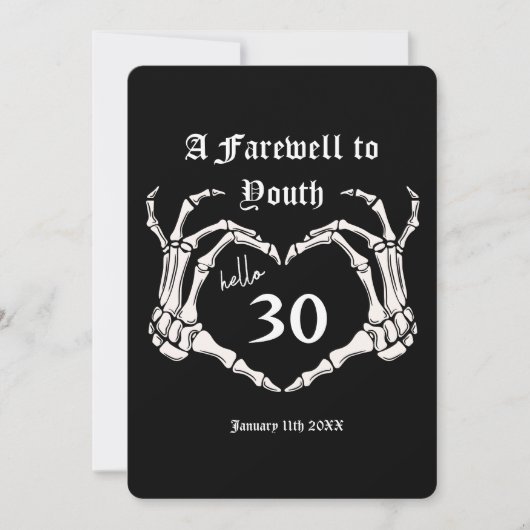 Uitnodiging voor 30e verjaardagsfeest - RIP 20s Fu (Voorkant)