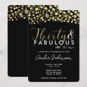 Uitnodiging voor 30e verjaardagsfeestje, zwart en (Voorkant / Achterkant)