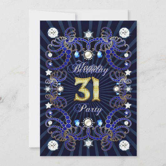 Uitnodiging voor 31e verjaardagsfeest met massa's  (Voorkant)