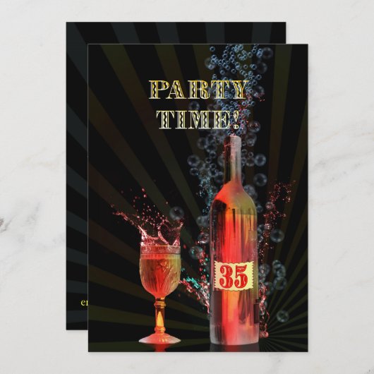 uitnodiging voor 35e verjaardag (Voorkant / Achterkant)