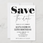 Uitnodiging voor 35e verjaardag Zwart Wit Save the (Voorkant)