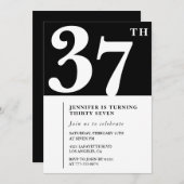 Uitnodiging voor 37e verjaardag Meisje Elegant Chi (Voorkant / Achterkant)