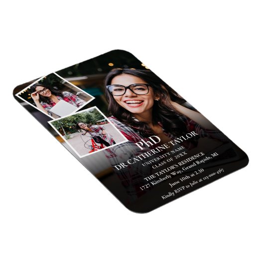 Uitnodiging voor 3 foto's PhD-diploma afstudeerfee Magneet (Rechterzijde)