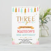 Uitnodiging voor 3e verjaardag van driejarige (Staand voorkant)