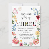 Uitnodiging voor 3e verjaardag van wilde bloem the (Voorkant)