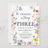 Uitnodiging voor 3e verjaardag van wilde bloem the (Voorkant)