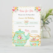 Uitnodiging voor 3e verjaardags theepartij (Staand voorkant)