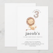 Uitnodiging voor 3e verjaardagsfeestje met ballon  (Voorkant / Achterkant)