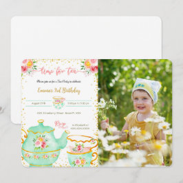 Uitnodiging voor 3e verjaardagsfeestje met theekra