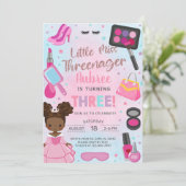Uitnodiging voor 3e verjaardagsfeestje voor Threen (Staand voorkant)