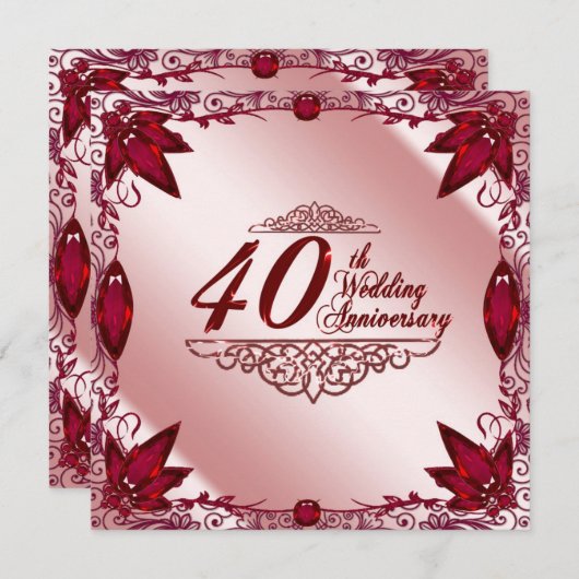 Uitnodiging voor 40-jarig huwelijksjubileum in rob (Voorkant / Achterkant)