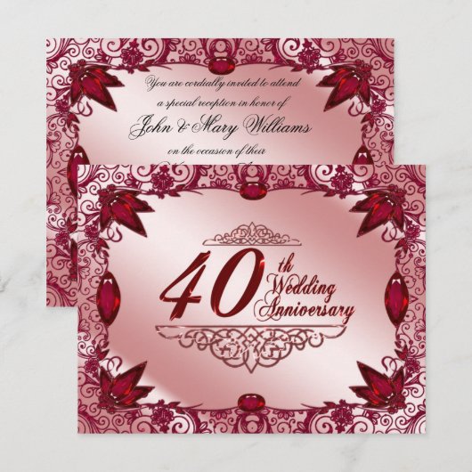 Uitnodiging voor 40-jarig huwelijksjubileum in rob (Voorkant / Achterkant)