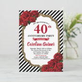 Uitnodiging voor 40-jarig huwelijksjubileum met ro (Staand voorkant)