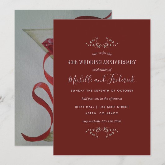 Uitnodiging voor 40-jarig huwelijksjubileum (robij (Voorkant / Achterkant)