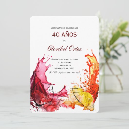 Uitnodiging voor 40-jarige vrouw (Staand voorkant)