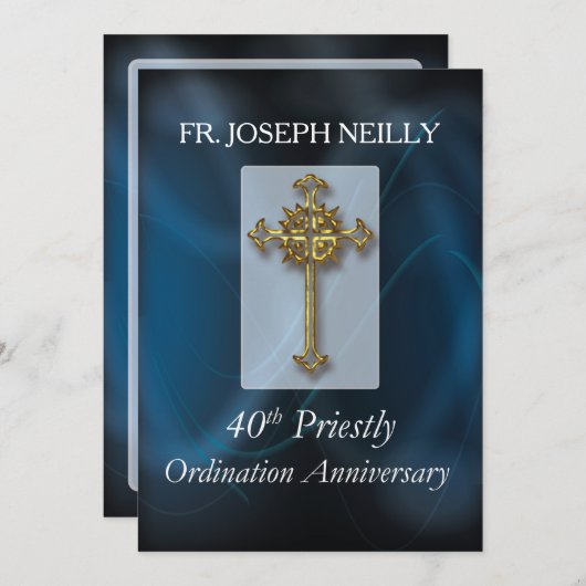 Uitnodiging voor 40e Ordination Jubileum Custom N (Voorkant / Achterkant)