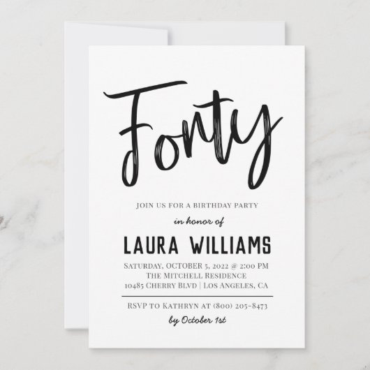 Uitnodiging voor 40e Script Word Birthday (Voorkant)