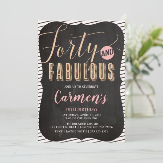 uitnodiging voor 40e verjaardag (Staand voorkant)