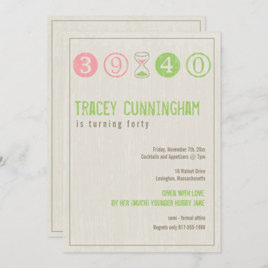 Uitnodiging voor 40e verjaardag - Aanpassen (Voorkant / Achterkant)