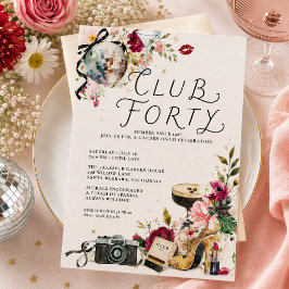 Uitnodiging voor 40e verjaardag Club Forty Garden