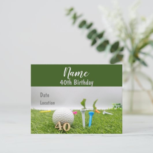 uitnodiging voor 40e verjaardag op groene (Staand voorkant)