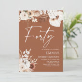 Uitnodiging voor 40e verjaardag Terracotta Boho Pa (Staand voorkant)