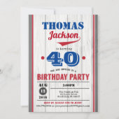 Uitnodiging voor 40e verjaardag van honkbal. Rusti (Voorkant)