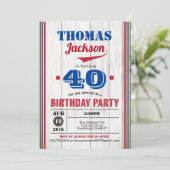 Uitnodiging voor 40e verjaardag van honkbal. Rusti (Staand voorkant)