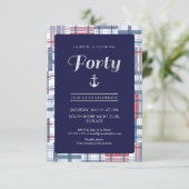Uitnodiging voor 40e verjaardag - Veertig, Nautisc (Staand voorkant)