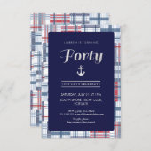 Uitnodiging voor 40e verjaardag - Veertig, Nautisc (Voorkant / Achterkant)