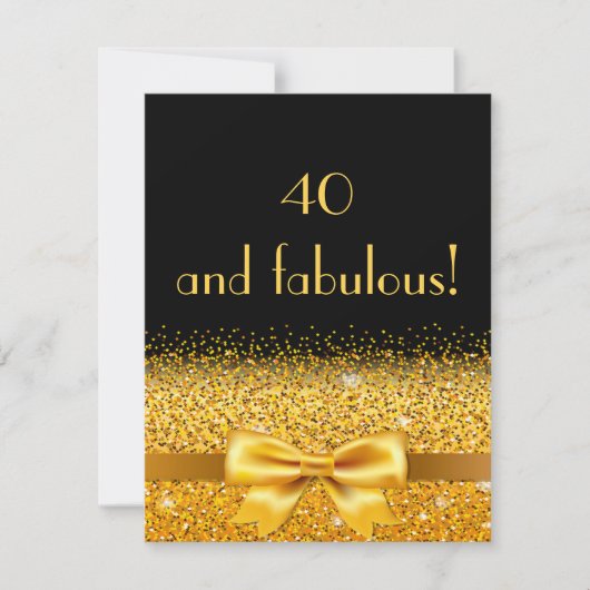 uitnodiging voor 40e verjaardag zwart met gouden b (Voorkant)