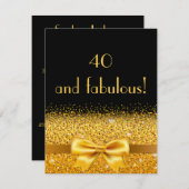 uitnodiging voor 40e verjaardag zwart met gouden b (Voorkant / Achterkant)