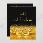 uitnodiging voor 40e verjaardag zwart met gouden b (Voorkant / Achterkant)