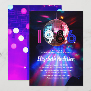 Uitnodiging voor 40e verjaardagsfeest Disco Bal 19