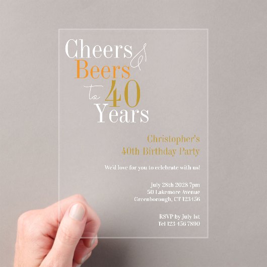 Uitnodiging voor 40e verjaardagsfeest met Cheers e (Insitu (Draagbaar))