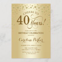 Uitnodiging voor 40e verjaardagsfeestje - Goud