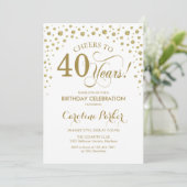 Uitnodiging voor 40e verjaardagsfeestje - Goud en  (Staand voorkant)