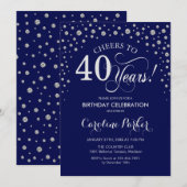 Uitnodiging voor 40e verjaardagsfeestje - Silver N (Voorkant / Achterkant)
