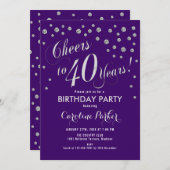 Uitnodiging voor 40e verjaardagsfeestje - Silver P (Voorkant / Achterkant)
