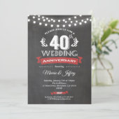 Uitnodiging voor 40ste huwelijksverjaardag. Robijn (Staand voorkant)