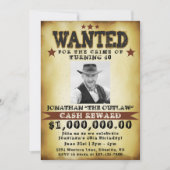 Uitnodiging voor 40ste verjaardag cowboy Wanted Po (Voorkant)