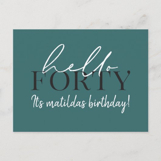 Uitnodiging voor 40ste verjaardag met script & geo (Voorkant)