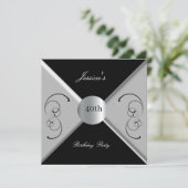 Uitnodiging voor 40ste verjaardagsfeest in zwart-w (Staand voorkant)