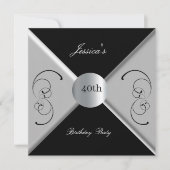 Uitnodiging voor 40ste verjaardagsfeest in zwart-w (Voorkant)