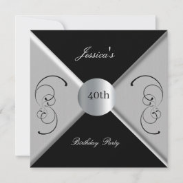 Uitnodiging voor 40ste verjaardagsfeest in zwart-w
