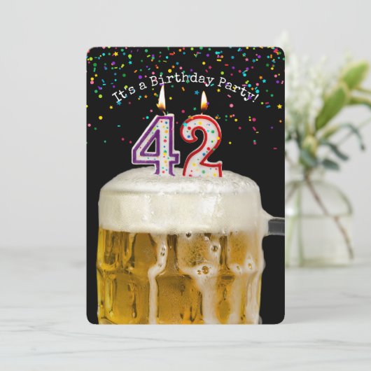 Uitnodiging voor 42e verjaardagskaarsenfeest (Staand voorkant)