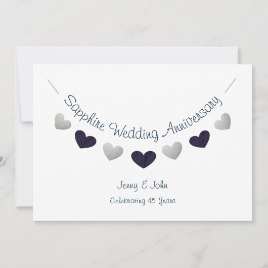 Uitnodiging voor 45-jarig saffieren huwelijksjubil (Achterkant)