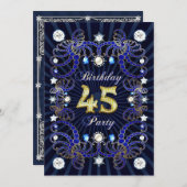 Uitnodiging voor 45e verjaardag met massa ' s juwe (Voorkant / Achterkant)